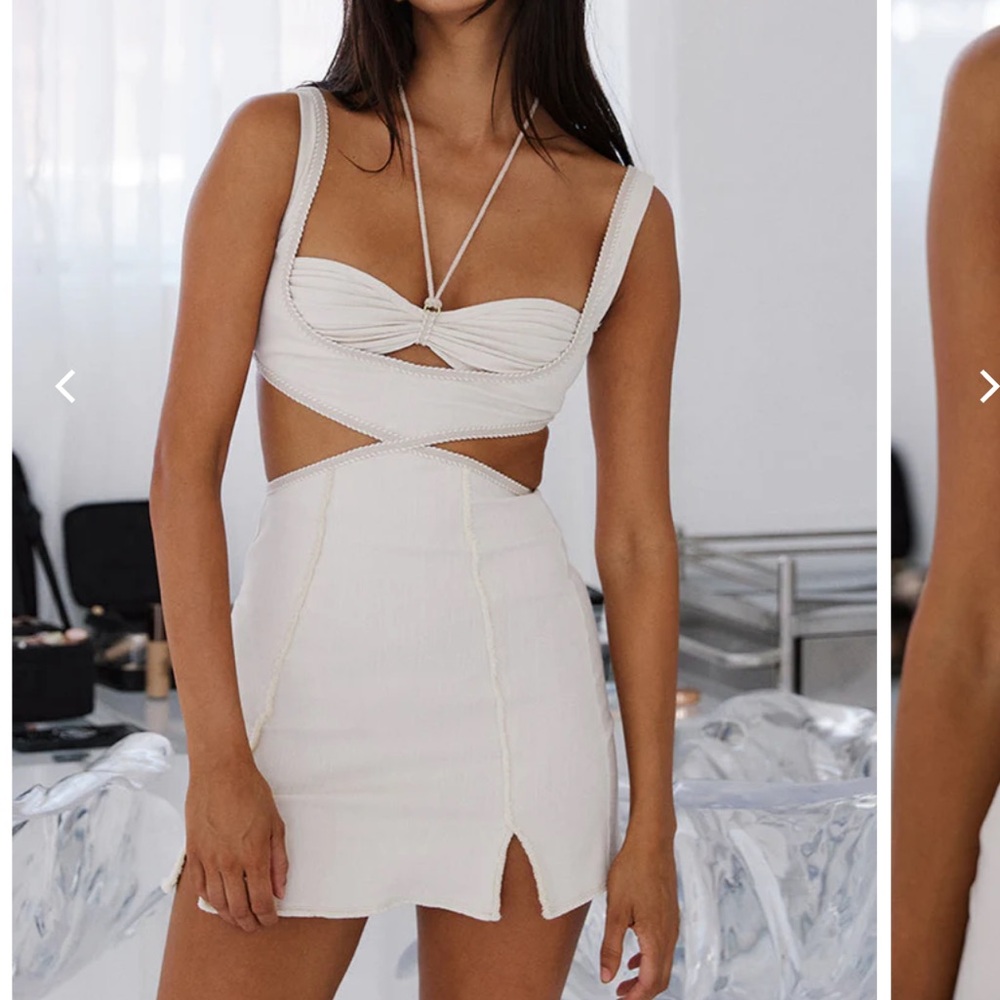 White Cutout Mini Dress with Twist Bodice